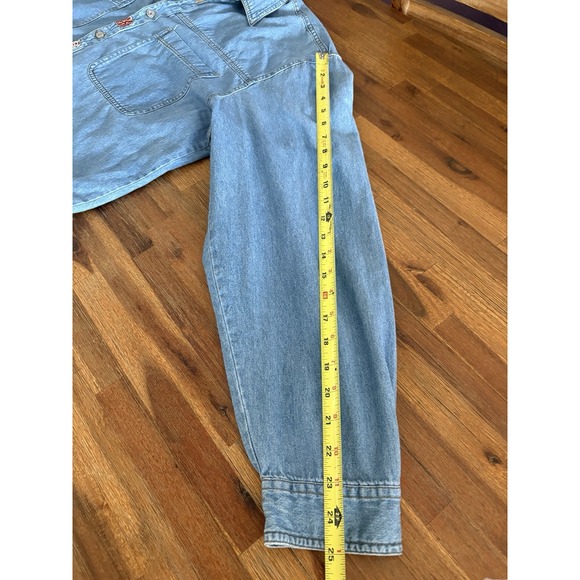 Vintage Request Denim Jacket  Size Extra Large Shirt Quilted‎ Back Button Detail - Picture 15 of 16